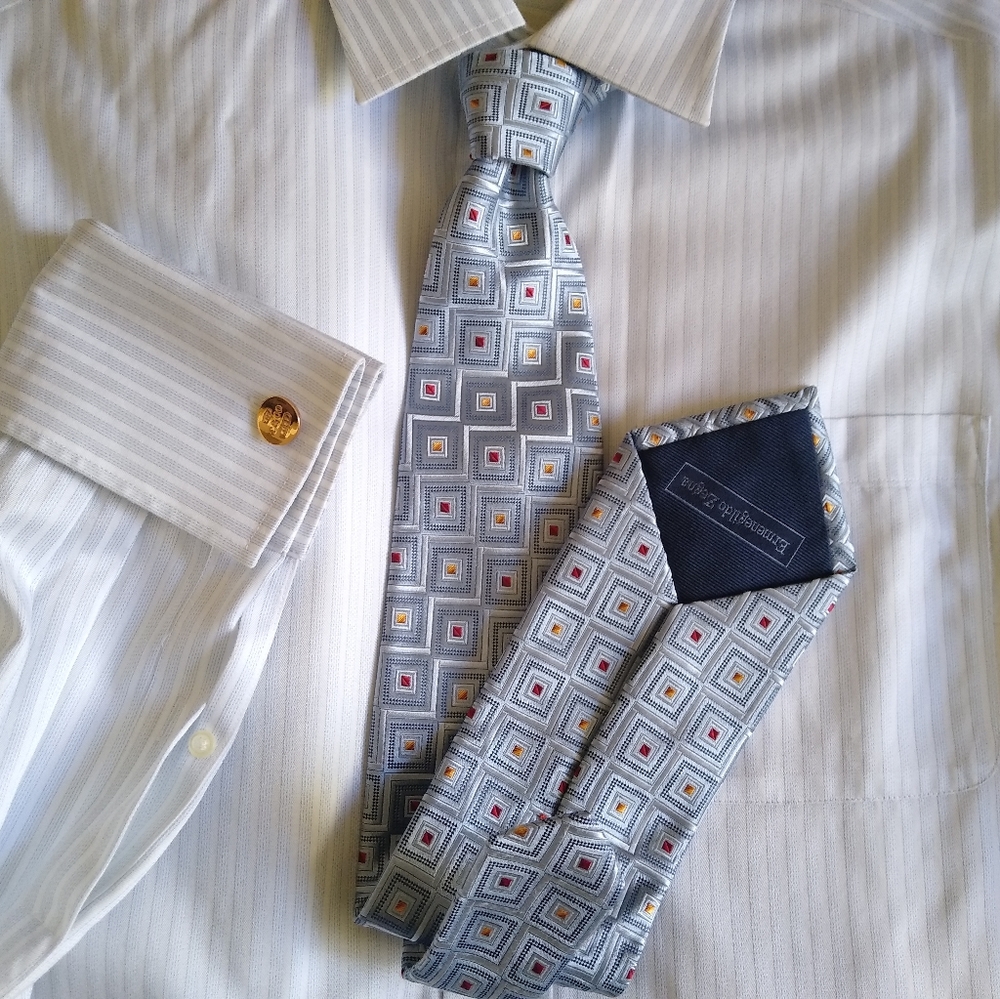 Ermenegildo Zegna Jacquard geometric necktie